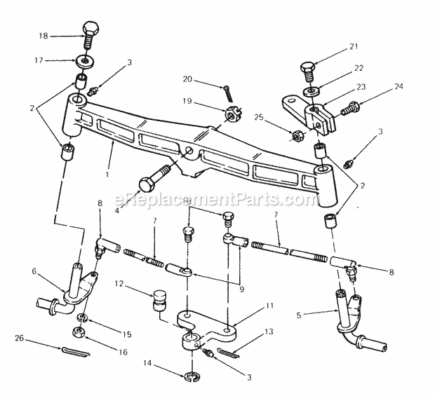 Front Axle Diagram and Parts List for 2084 836000-864500 Cub Cadet Lawn Tractor